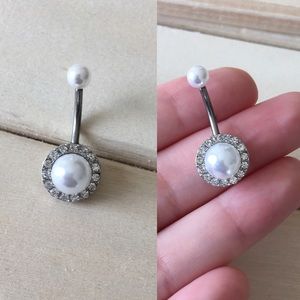 Crystal Pearl Belly Button Ring